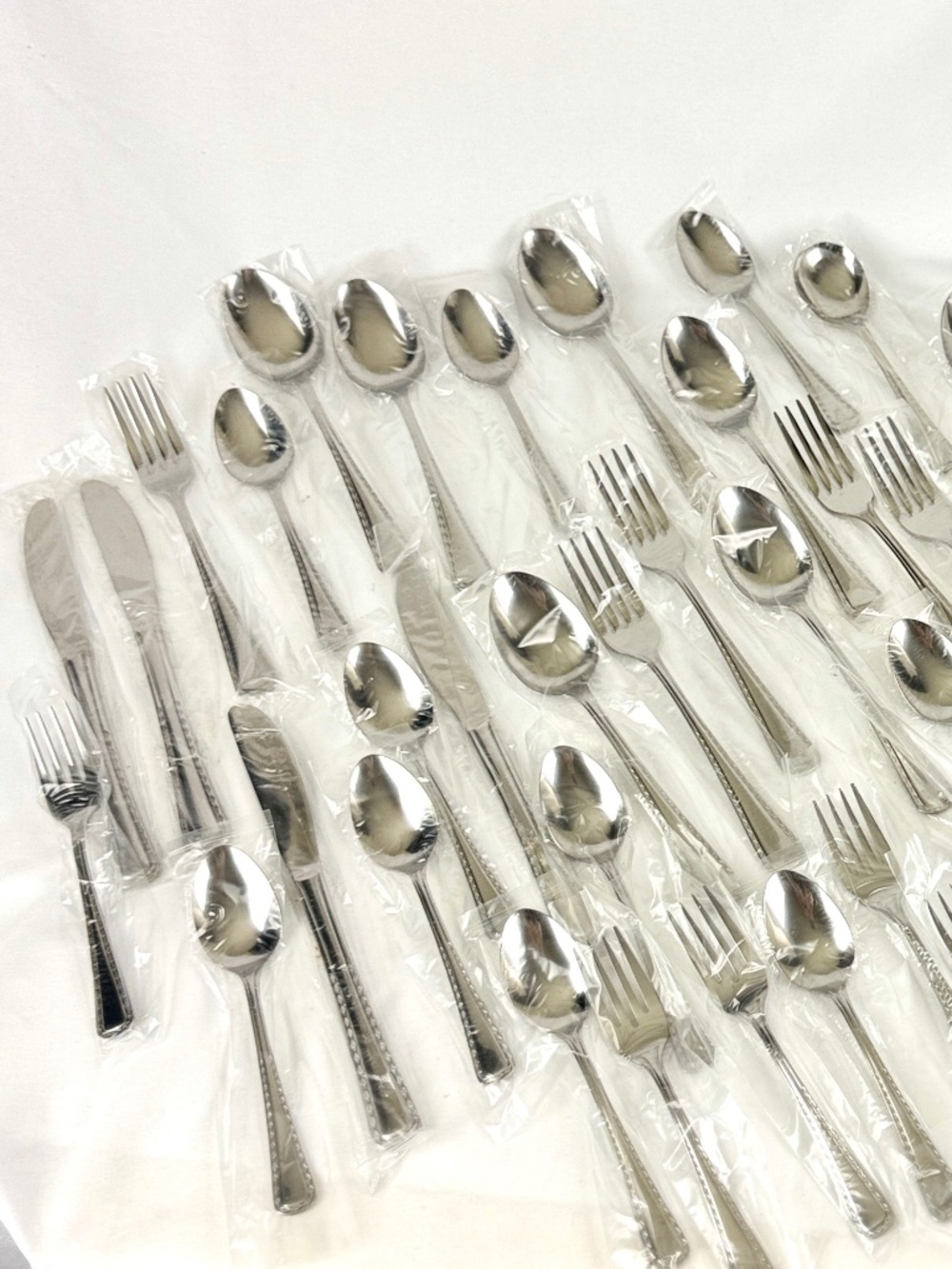 New Old Stock Japan Stainless Set 51 pc Geometric Diamonds Dots Service For 8